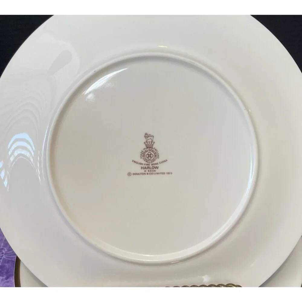 Royal Doulton Fine‎ Bone China Harlow 8 Inch Salad Plates Plate 1973 Set Of 4